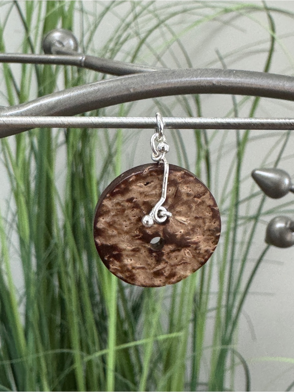 Handmade Coconut Shell Style Button Pendant Charm - Picture 3 of 11